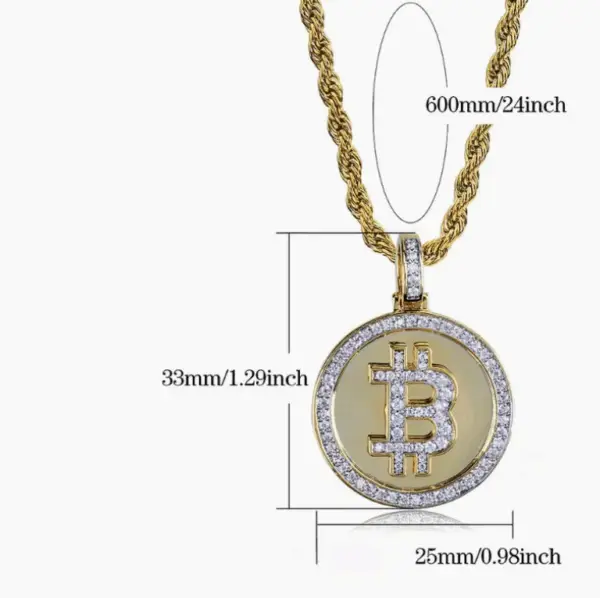 Bitcoin Symbol Golden Necklace for Men - Image 2